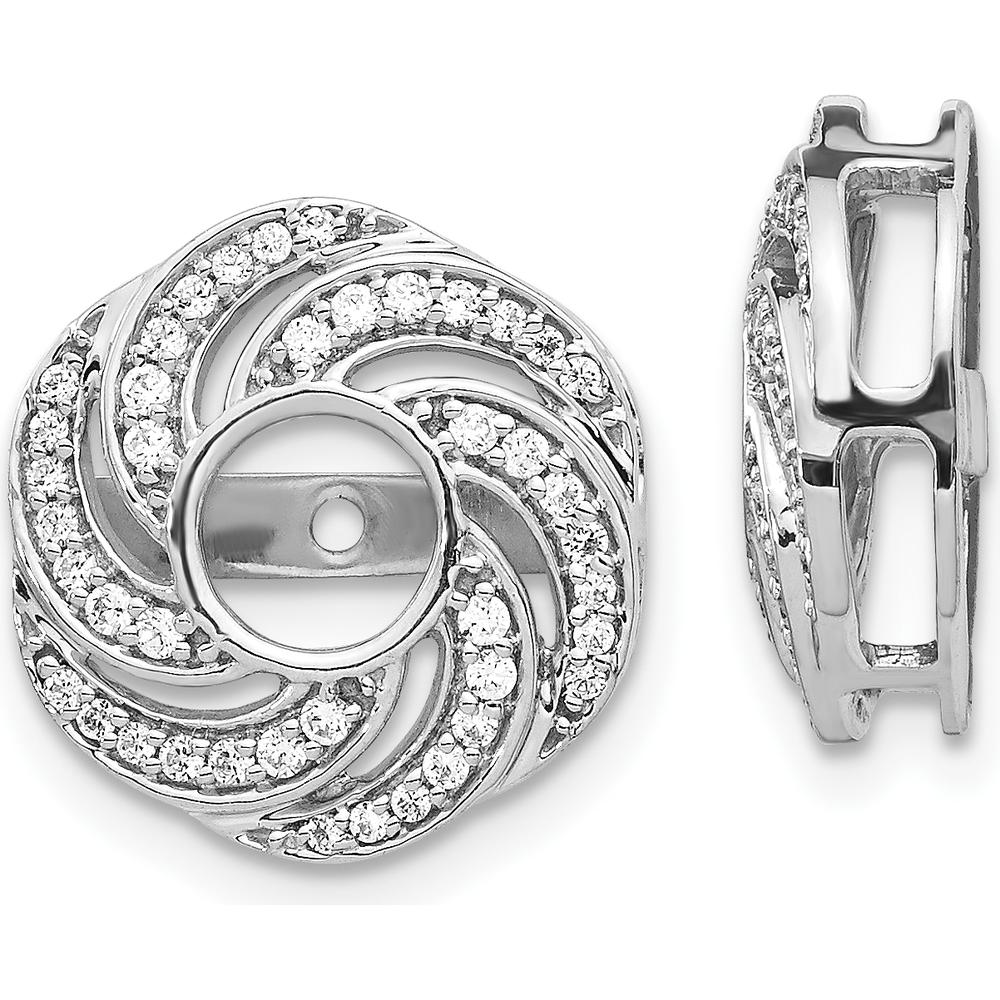 14K White Gold Swirl Diamond Jacket Earrings with Round Diamonds - 0.016 Carats Total Diamond Weight by Monteluci Fine Jewelry