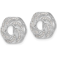 14K White Gold Swirl Diamond Jacket Earrings with Round Diamonds - 0.016 Carats Total Diamond Weight by Monteluci Fine Jewelry