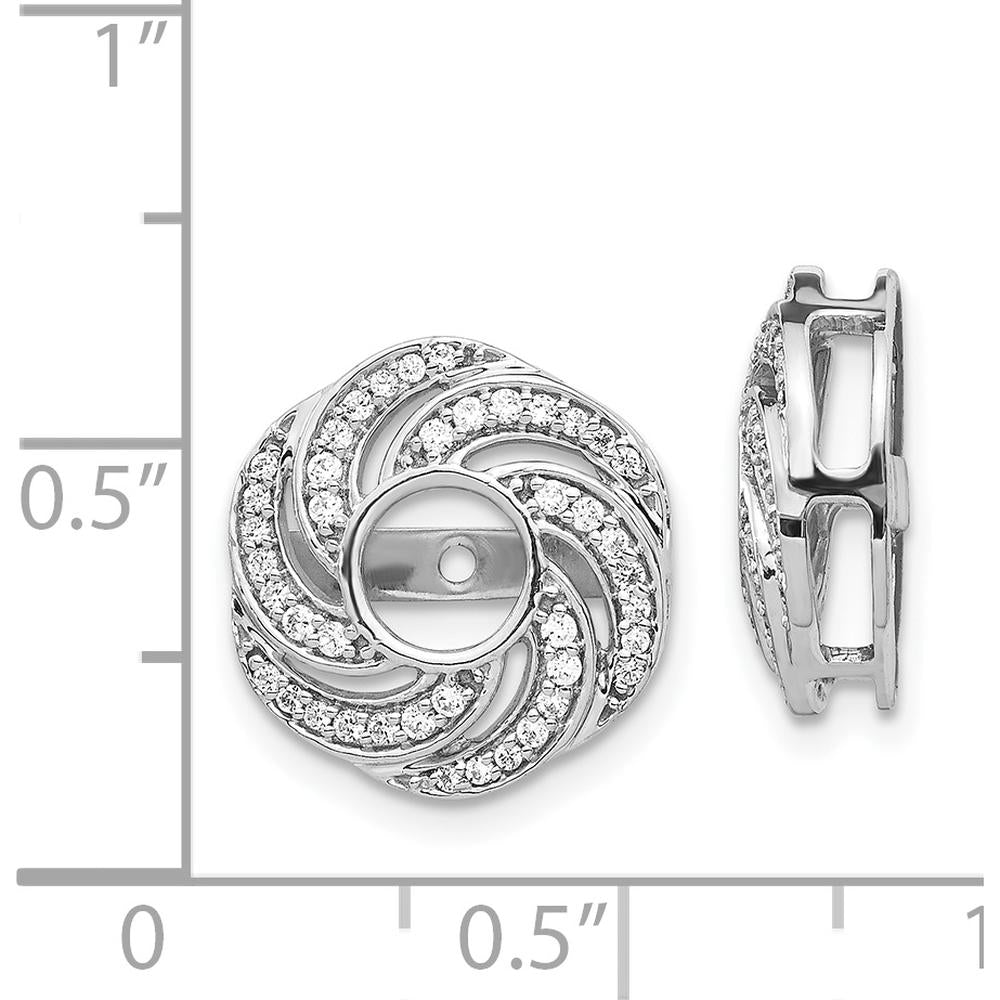 14K White Gold Swirl Diamond Jacket Earrings with Round Diamonds - 0.016 Carats Total Diamond Weight by Monteluci Fine Jewelry
