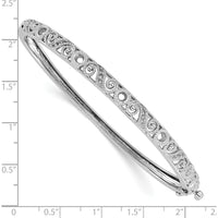 14K White Gold Swirl Filigree Oval Bangle Mounting with Graduated Round Stone Settings - Holds 0.75 Carat Total Weight by Oro Pregiato