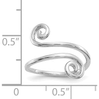 14K White Gold Swirl Toe Ring with Polished Finish and Rhodium Plating by Oro Pregiato