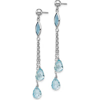 14K White Gold Swiss and Sky Blue Topaz Dangle Earrings - 1.5 Carat Total Gem Weight by Monteluci Fine Jewelry