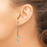 14K White Gold Swiss and Sky Blue Topaz Dangle Earrings - 1.5 Carat Total Gem Weight by Monteluci Fine Jewelry