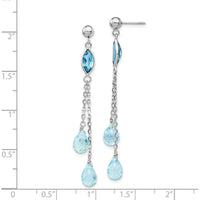 14K White Gold Swiss and Sky Blue Topaz Dangle Earrings - 1.5 Carat Total Gem Weight by Monteluci Fine Jewelry
