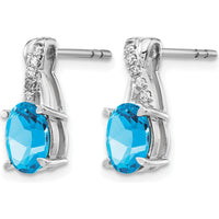 14K White Gold Swiss Blue Topaz and Diamond Drop Earrings - 0.75 Carat Total Blue Topaz Weight, 0.06 Carat Total Diamond Weight by Monteluci Fine Jewelry