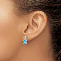 14K White Gold Swiss Blue Topaz and Diamond Drop Earrings - 0.75 Carat Total Blue Topaz Weight, 0.06 Carat Total Diamond Weight by Monteluci Fine Jewelry