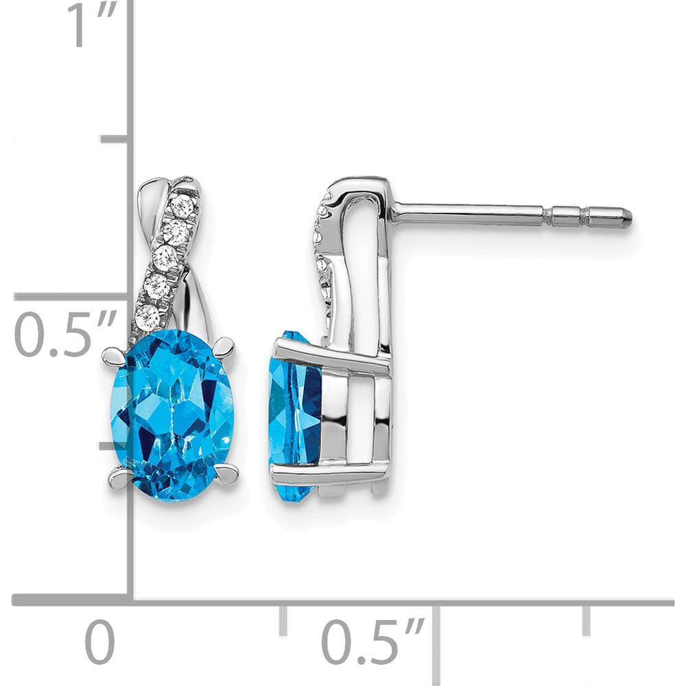 14K White Gold Swiss Blue Topaz and Diamond Drop Earrings - 0.75 Carat Total Blue Topaz Weight, 0.06 Carat Total Diamond Weight by Monteluci Fine Jewelry