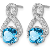 14K White Gold Swiss Blue Topaz and Diamond Drop Earrings - 1.25 Carat Total Blue Topaz Weight, 0.005 Carat Total Diamond Weight by Monteluci Fine Jewelry