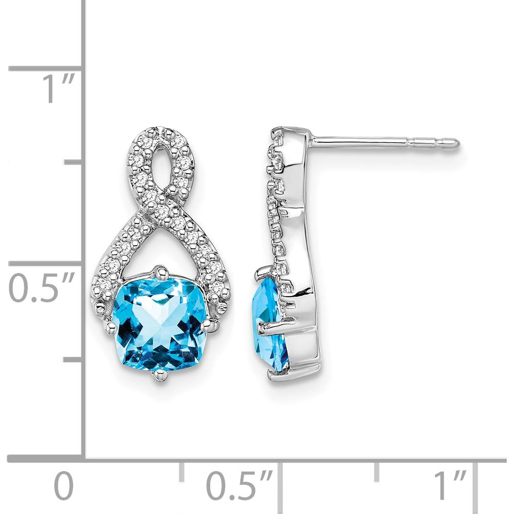 14K White Gold Swiss Blue Topaz and Diamond Drop Earrings - 1.25 Carat Total Blue Topaz Weight, 0.005 Carat Total Diamond Weight by Monteluci Fine Jewelry