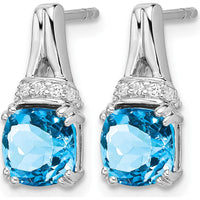 14K White Gold Swiss Blue Topaz and Diamond Drop Earrings - 1.25 Carat Total Topaz Weight by Monteluci Fine Jewelry