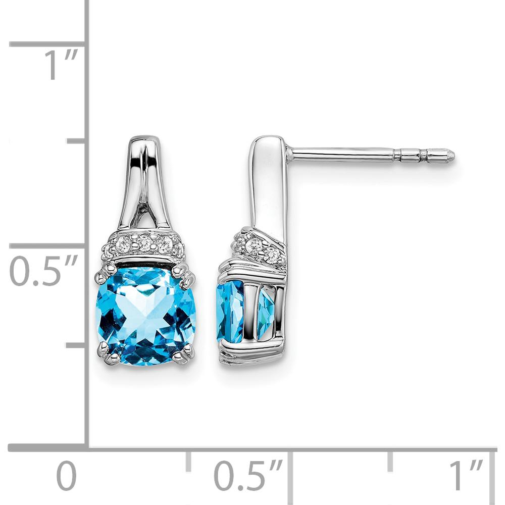 14K White Gold Swiss Blue Topaz and Diamond Drop Earrings - 1.25 Carat Total Topaz Weight by Monteluci Fine Jewelry