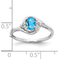 14K White Gold Swiss Blue Topaz and Diamond Halo Ring - 0.56 Carat Topaz, 0.02 Carat Diamond Total Weight by Oro Pregiato