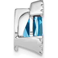 14K White Gold Swiss Blue Topaz and Diamond Pendant - 2.55 Carat Topaz, 0.088 Carat Diamond Total Weight by Lumare Gioia