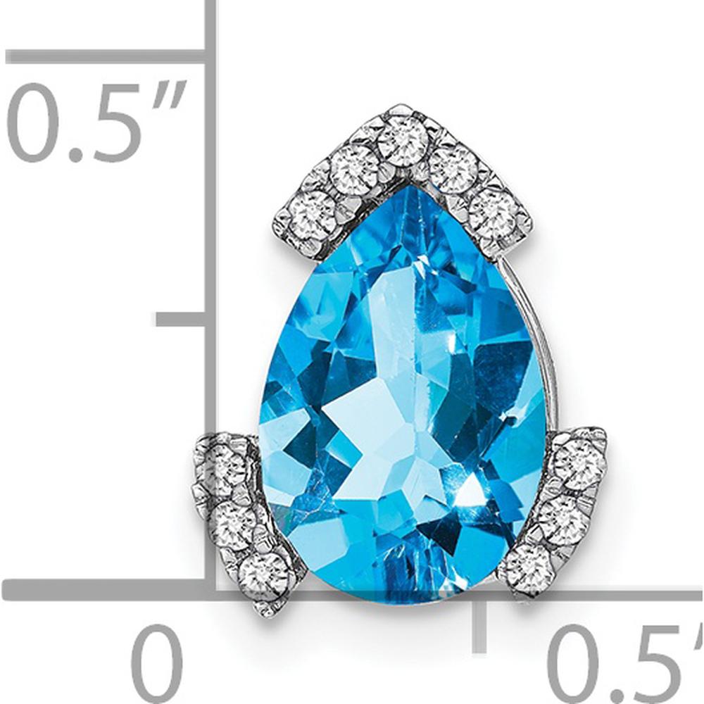 14K White Gold Swiss Blue Topaz and Diamond Pendant - 2.55 Carat Topaz, 0.088 Carat Diamond Total Weight by Lumare Gioia