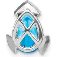 14K White Gold Swiss Blue Topaz and Diamond Pendant - 2.55 Carat Topaz, 0.088 Carat Diamond Total Weight by Lumare Gioia