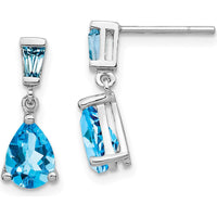 14K White Gold Swiss Blue Topaz Dangle Earrings - 1.74 Carat Total Gem Weight by Monteluci Fine Jewelry
