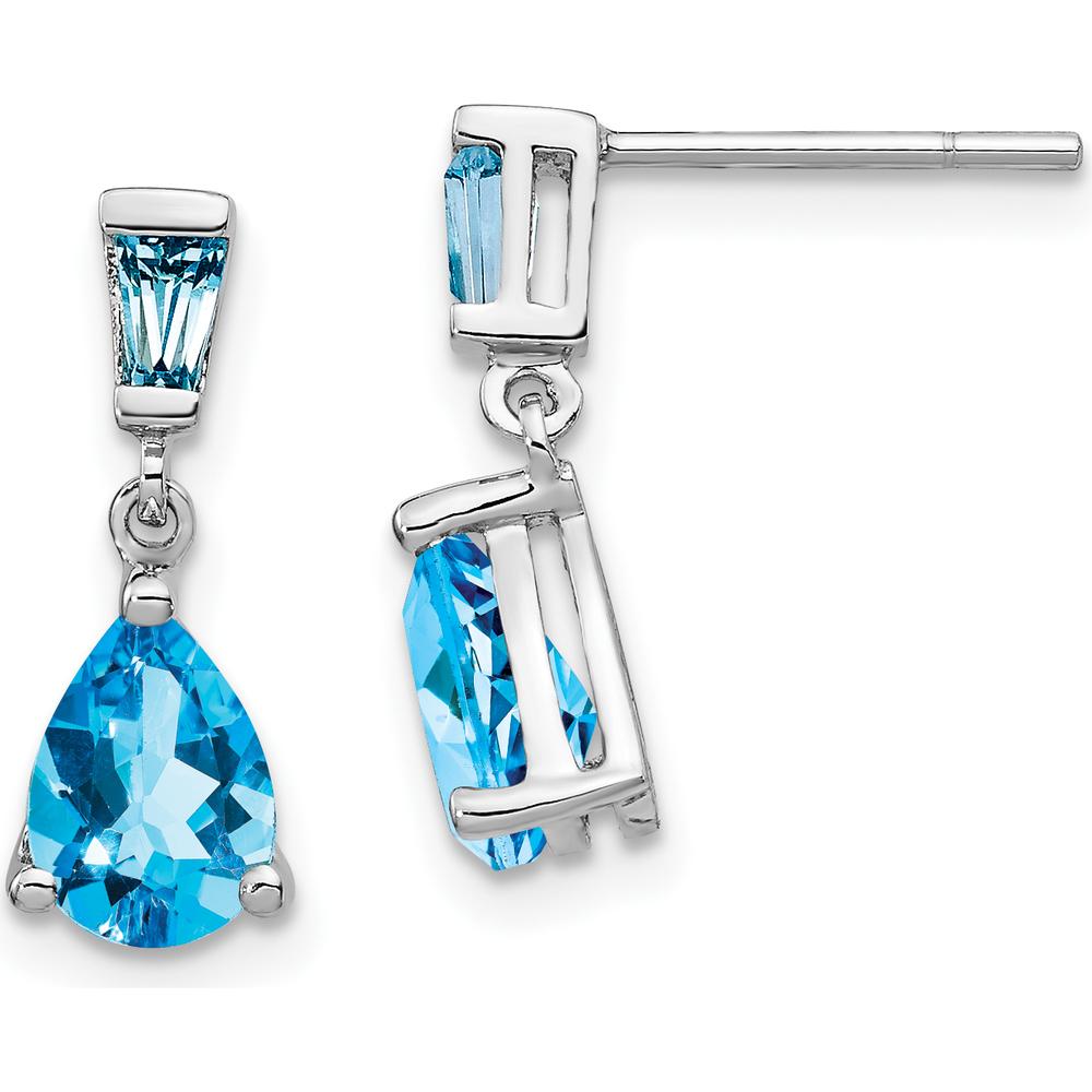 14K White Gold Swiss Blue Topaz Dangle Earrings - 1.74 Carat Total Gem Weight by Monteluci Fine Jewelry