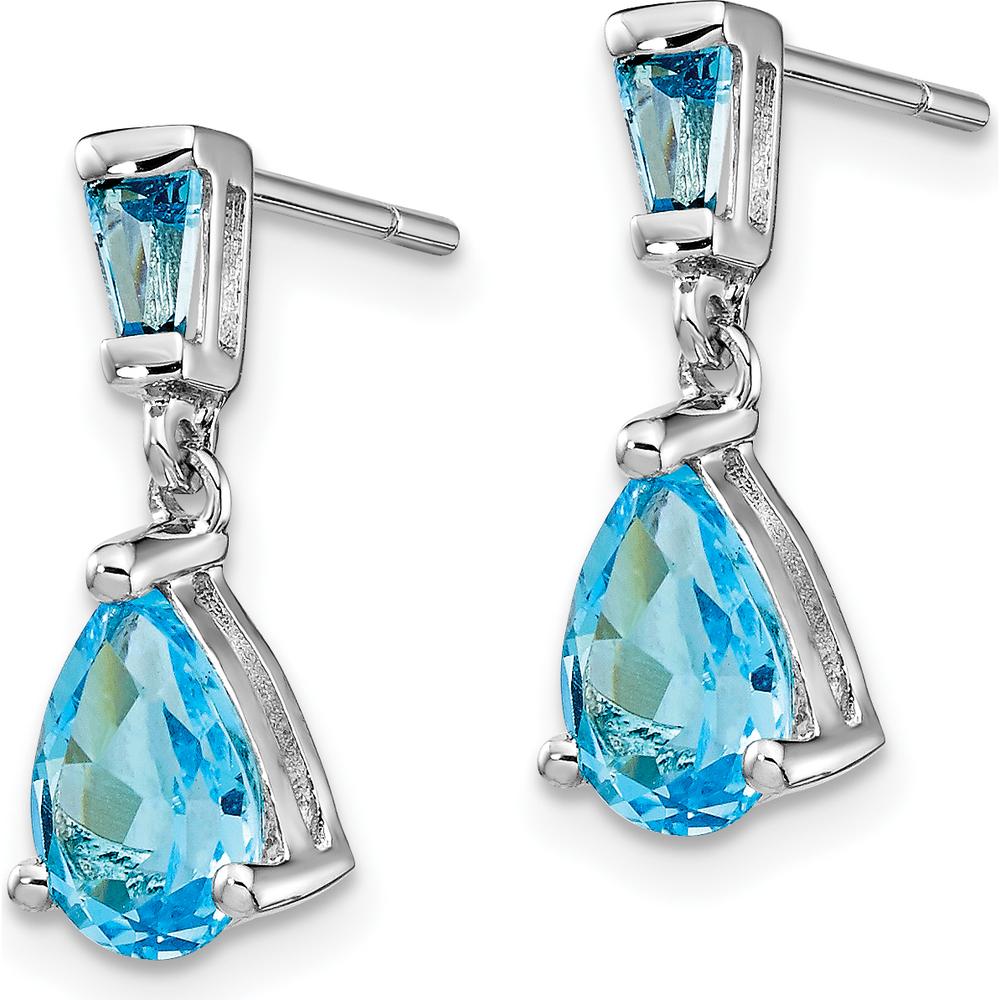 14K White Gold Swiss Blue Topaz Dangle Earrings - 1.74 Carat Total Gem Weight by Monteluci Fine Jewelry