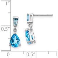 14K White Gold Swiss Blue Topaz Dangle Earrings - 1.74 Carat Total Gem Weight by Monteluci Fine Jewelry