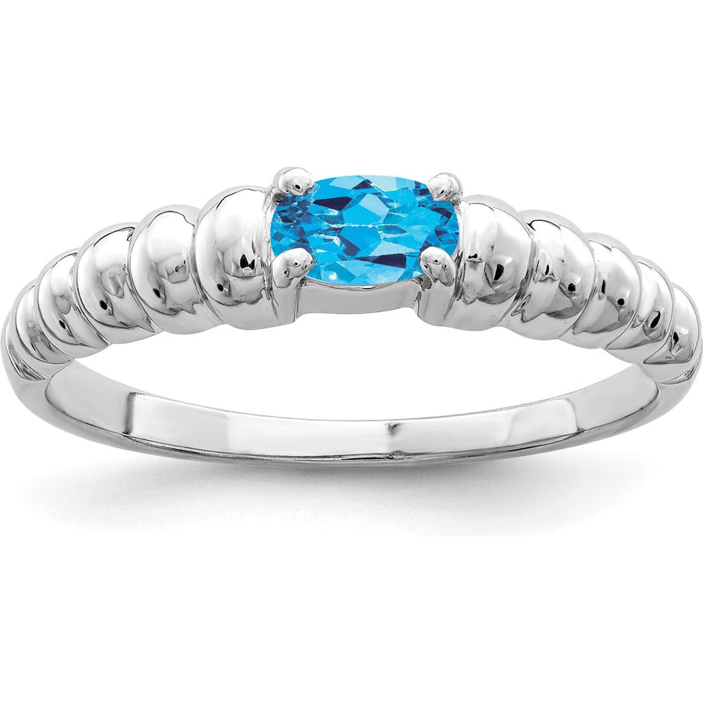 14K White Gold Swiss Blue Topaz Oval Ring - 0.30 Carat by Monteluci Fine Jewelry