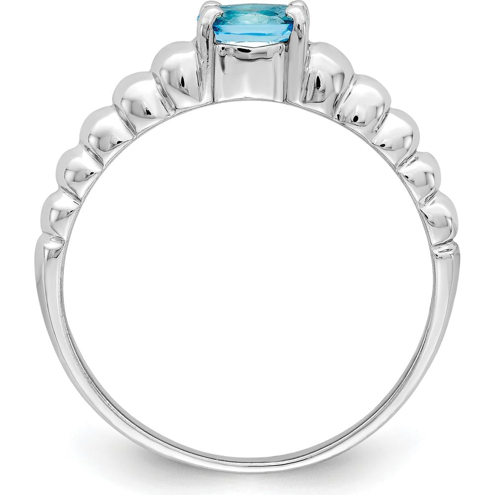 14K White Gold Swiss Blue Topaz Oval Ring - 0.30 Carat by Monteluci Fine Jewelry