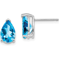 14K White Gold Swiss Blue Topaz Stud Earrings - 1.60 Carat Total Gem Weight by Monteluci Fine Jewelry