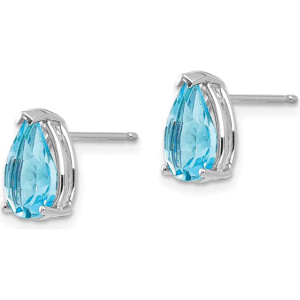 14K White Gold Swiss Blue Topaz Stud Earrings - 1.60 Carat Total Gem Weight by Monteluci Fine Jewelry