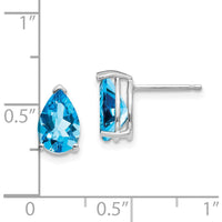 14K White Gold Swiss Blue Topaz Stud Earrings - 1.60 Carat Total Gem Weight by Monteluci Fine Jewelry