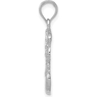 14K White Gold Swoosh Basketball and Net Pendant - Rhodium Plated Polished Finish by Oro Pregiato