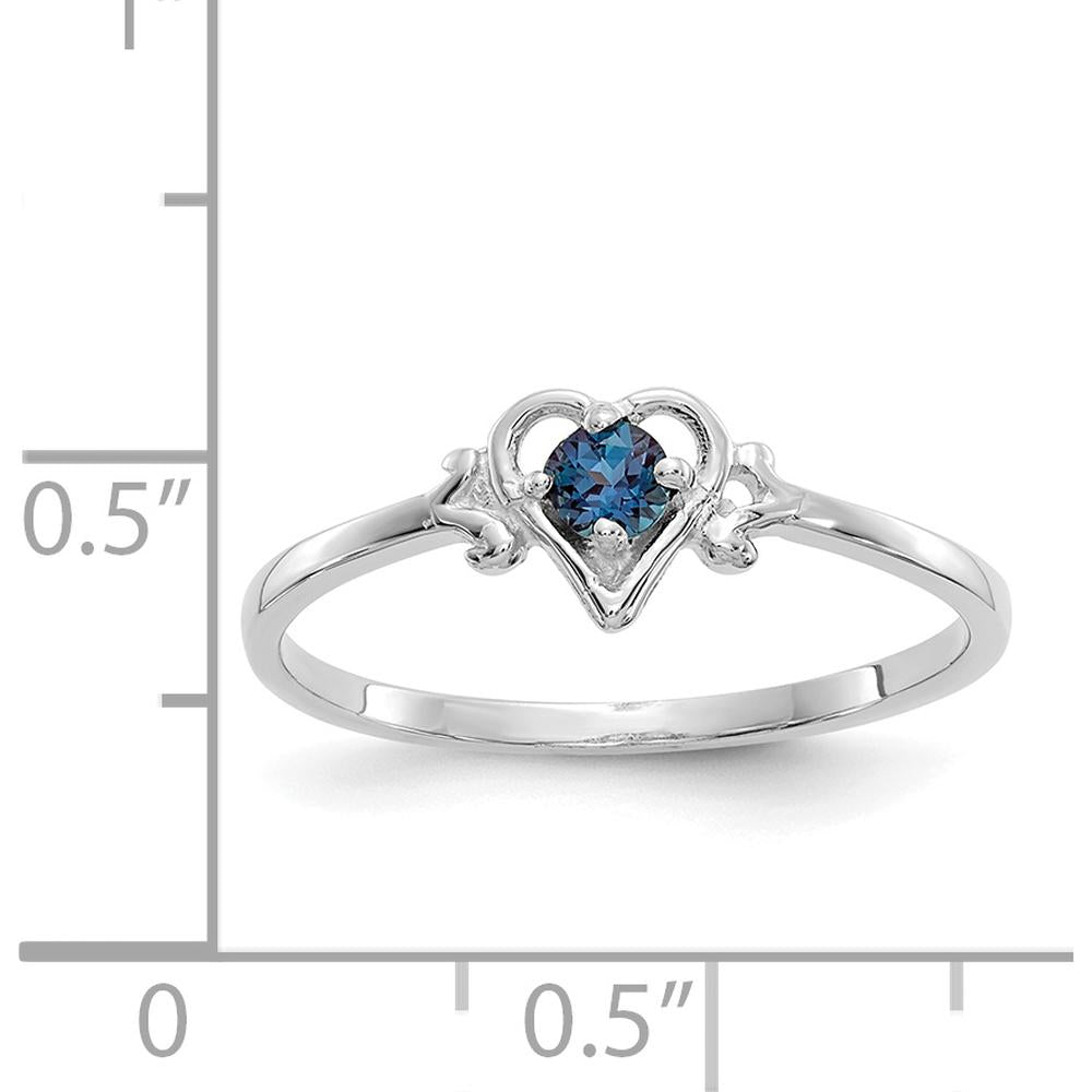 14K White Gold Synthetic Alexandrite Birthstone Heart Ring - 0.15 Carat Lab-Created Alexandrite by Oro Pregiato