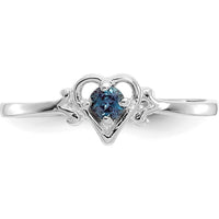 14K White Gold Synthetic Alexandrite Birthstone Heart Ring - 0.15 Carat Lab-Created Alexandrite by Oro Pregiato