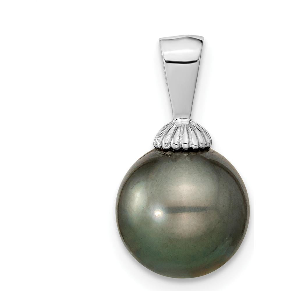 14K White Gold Tahitian Cultured Pearl Pendant - 9-10mm by Monteluci Fine Jewelry