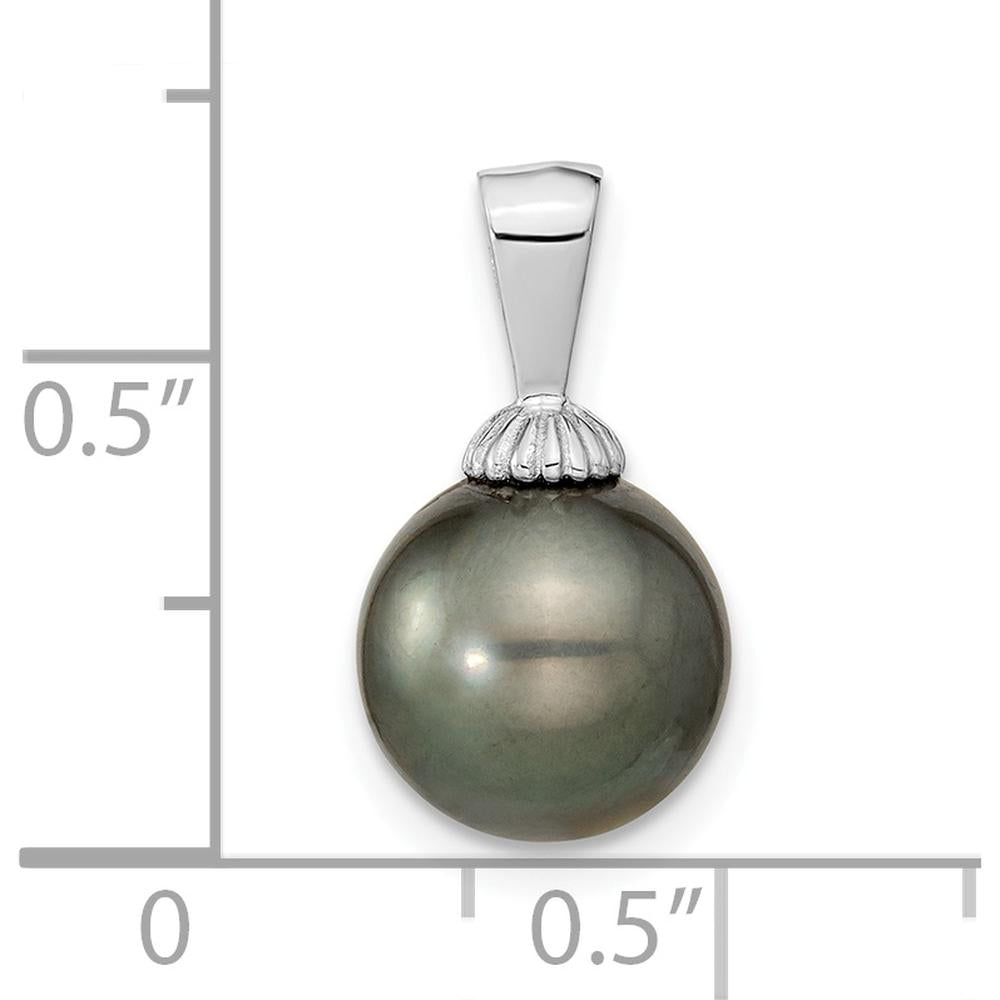 14K White Gold Tahitian Cultured Pearl Pendant - 9-10mm by Monteluci Fine Jewelry