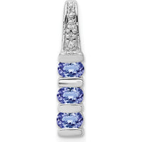 14K White Gold Tanzanite and Diamond 3-Stone Pendant Slide - 0.22 Carat Total Gem Weight by Monteluci Fine Jewelry