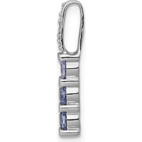 14K White Gold Tanzanite and Diamond 3-Stone Pendant Slide - 0.22 Carat Total Gem Weight by Monteluci Fine Jewelry