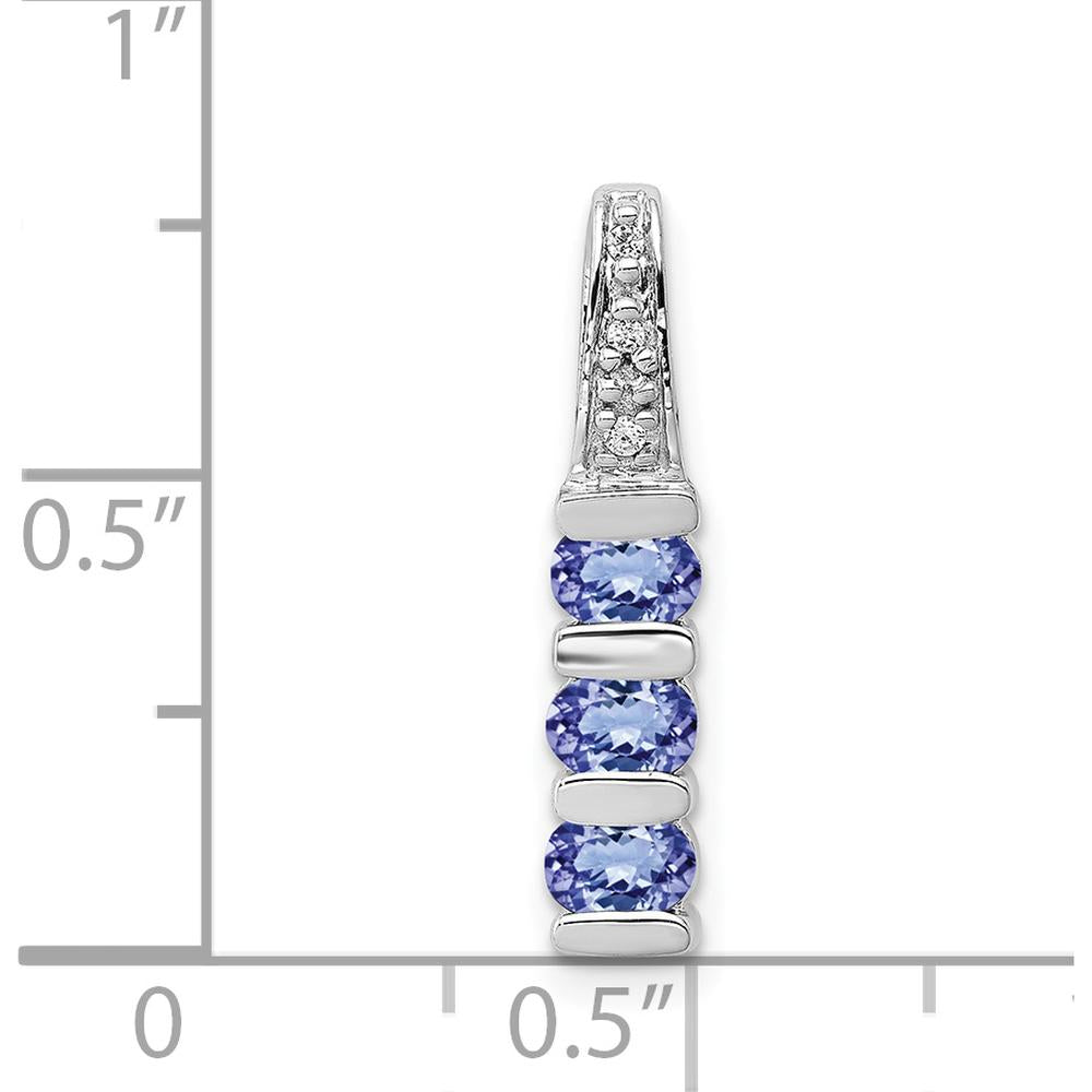14K White Gold Tanzanite and Diamond 3-Stone Pendant Slide - 0.22 Carat Total Gem Weight by Monteluci Fine Jewelry