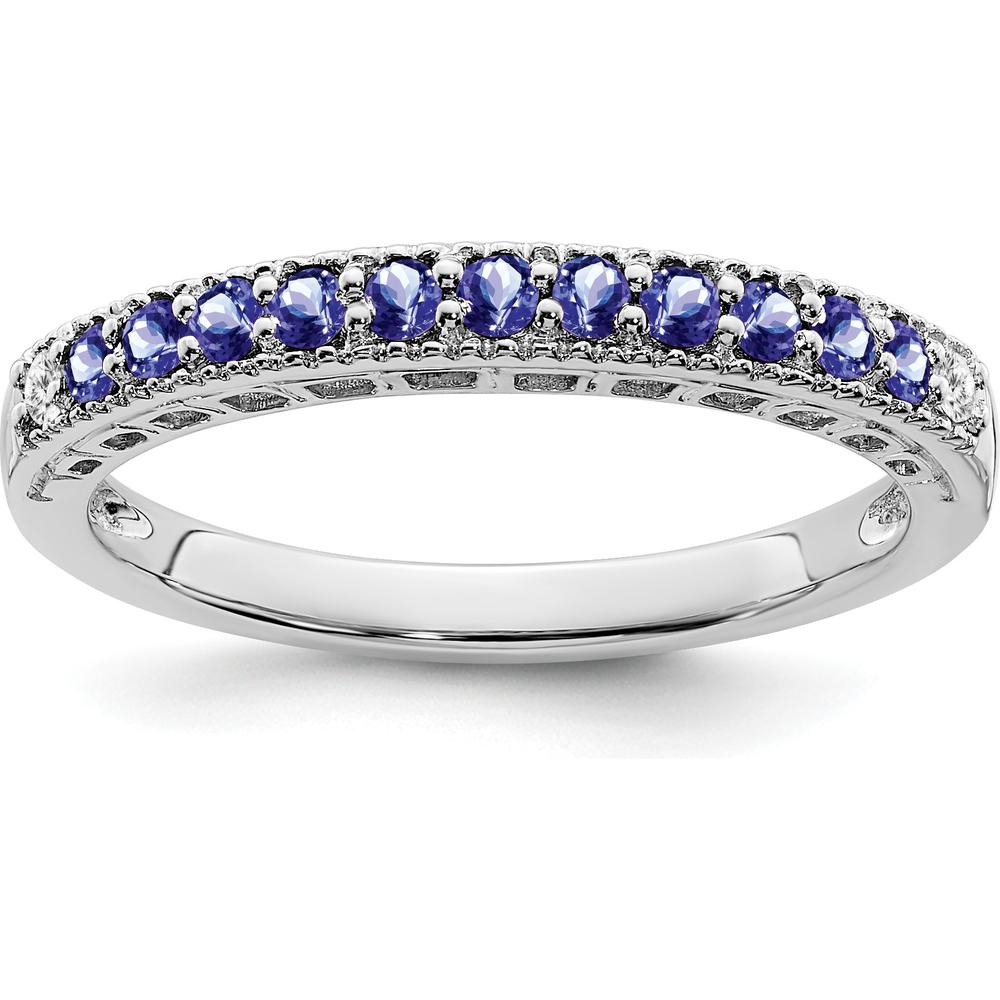 14K White Gold Tanzanite and Diamond Band - 0.025 Carat Tanzanite, 0.02 Carat Diamond Total Carat Weight by 0