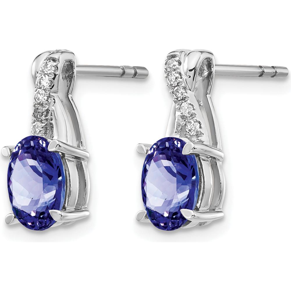 14K White Gold Tanzanite and Diamond Drop Earrings - 0.75 Carat Tanzanite, 0.06 Carat Diamonds by Monteluci Fine Jewelry