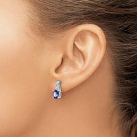 14K White Gold Tanzanite and Diamond Drop Earrings - 0.75 Carat Tanzanite, 0.06 Carat Diamonds by Monteluci Fine Jewelry