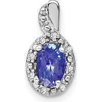 14K White Gold Tanzanite and Diamond Halo Pendant - 0.5 Carat Tanzanite, 0.04 Carat Total Diamond Weight by Lumare Gioia