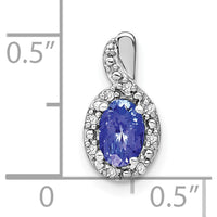14K White Gold Tanzanite and Diamond Halo Pendant - 0.5 Carat Tanzanite, 0.04 Carat Total Diamond Weight by Lumare Gioia