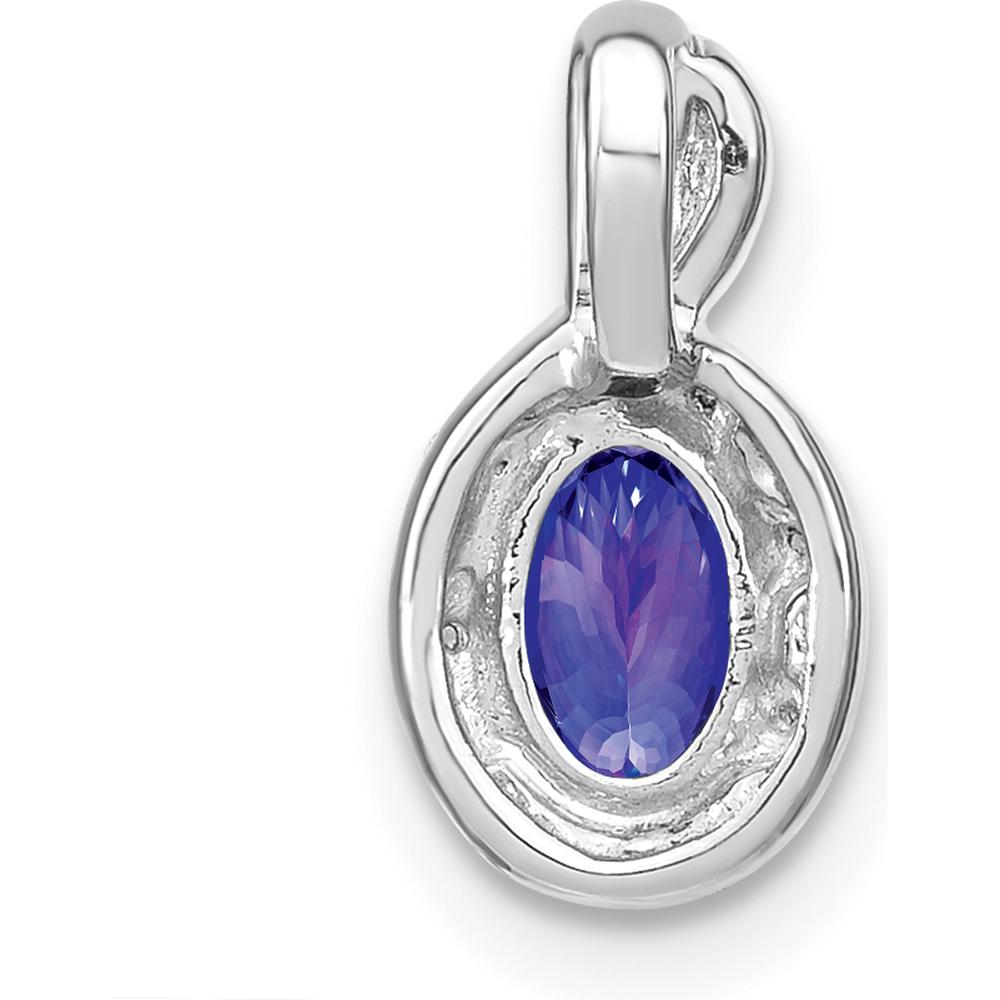 14K White Gold Tanzanite and Diamond Halo Pendant - 0.5 Carat Tanzanite, 0.04 Carat Total Diamond Weight by Lumare Gioia