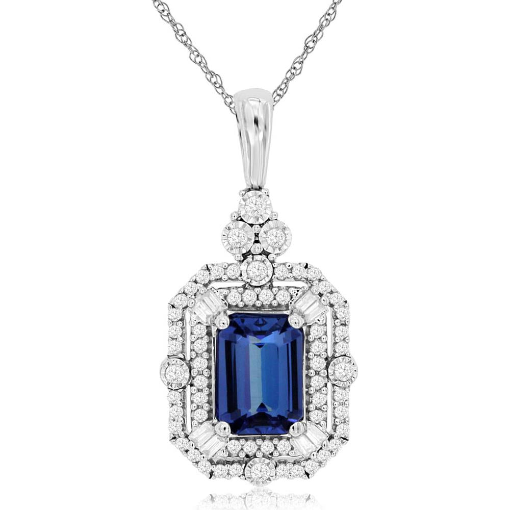 14K White Gold Tanzanite & Diamond Pendant - 1.41 Carats Total Gem Weight