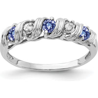 14K White Gold Tanzanite and Diamond Ring with Faceted Round Stones - 0.12 Carat Total Weight by Monteluci Fine Jewelry