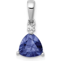 14K White Gold Tanzanite and Diamond Trillion Pendant - 0.90 Carat Tanzanite, 0.03 Carat Diamond by Lumare Gioia