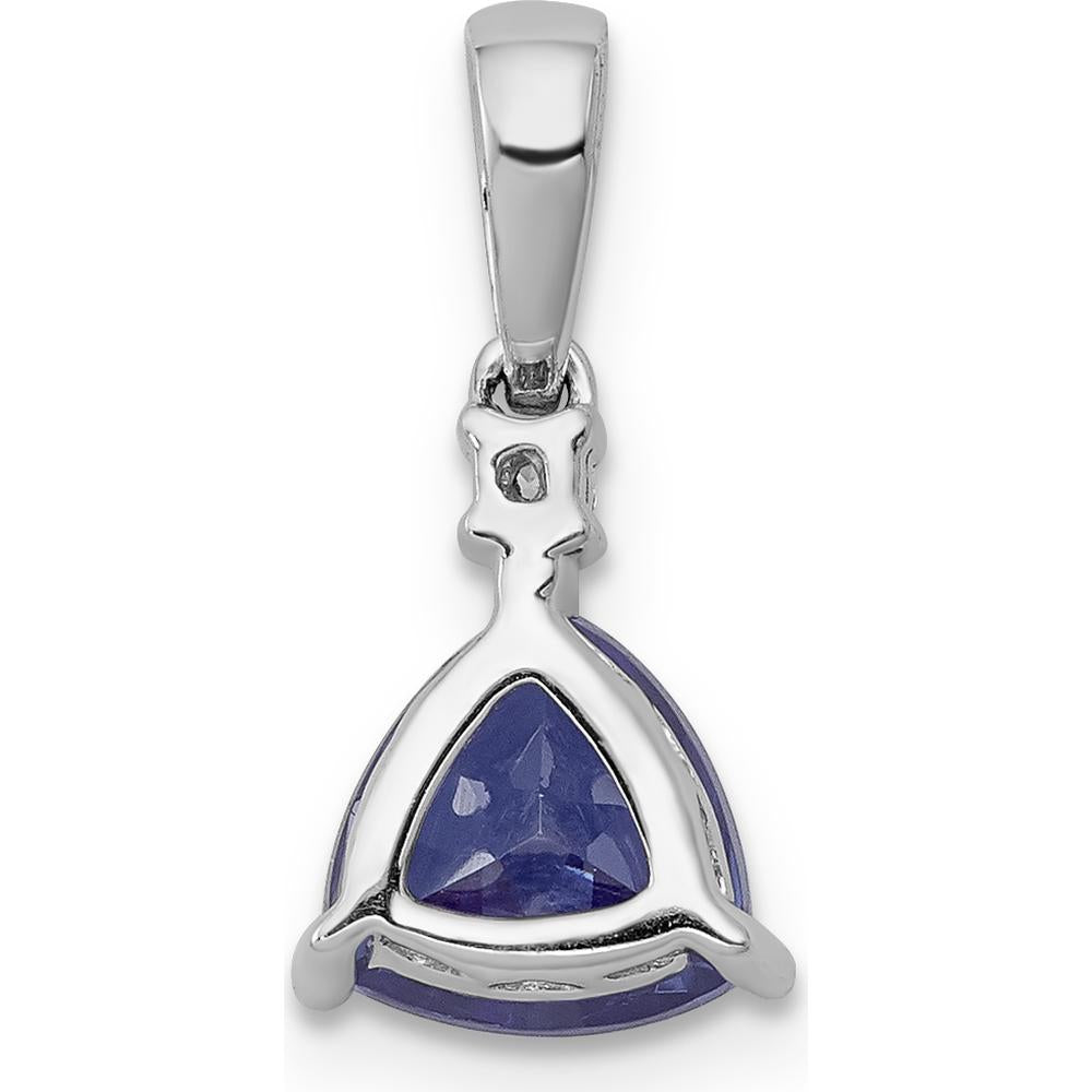 14K White Gold Tanzanite and Diamond Trillion Pendant - 0.90 Carat Tanzanite, 0.03 Carat Diamond by Lumare Gioia