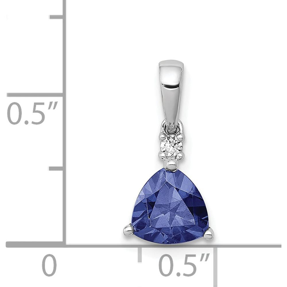 14K White Gold Tanzanite and Diamond Trillion Pendant - 0.90 Carat Tanzanite, 0.03 Carat Diamond by Lumare Gioia