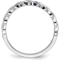 14K White Gold Tanzanite and Diamond Twist Band with Milgrain Detail - 0.08 Carat Total Gemstone Weight by 0