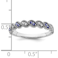 14K White Gold Tanzanite and Diamond Twist Band with Milgrain Detail - 0.08 Carat Total Gemstone Weight by 0