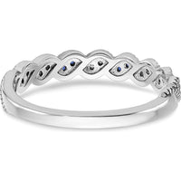14K White Gold Tanzanite and Diamond Twist Band with Milgrain Detail - 0.08 Carat Total Gemstone Weight by 0